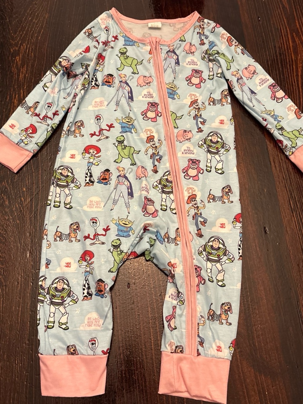 Light Blue & Pink Toy Story Printed Toddler One-Piece